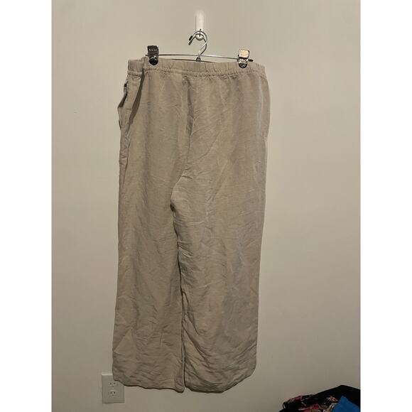 H&M Women's Wide‎ Leg Casual Pants, Light Khaki, XL Linen Blend - Picture 6 of 6